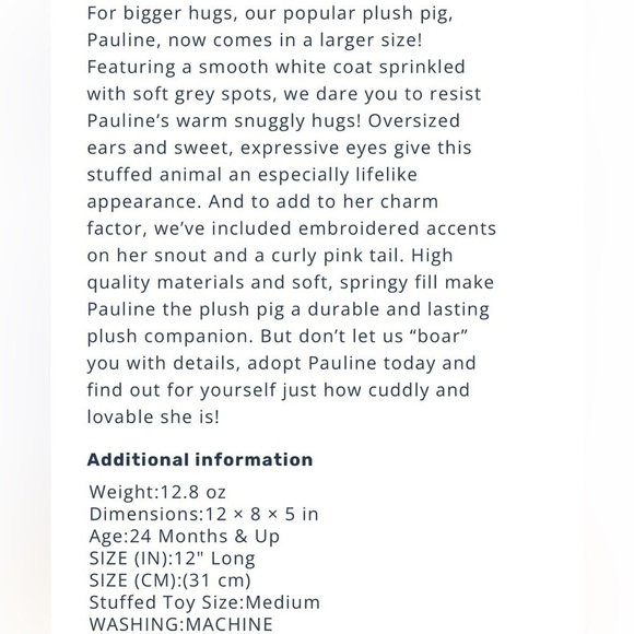 Douglas Pauline Spotted Pig Plush Stuffed Animal - Picture 15 of 16